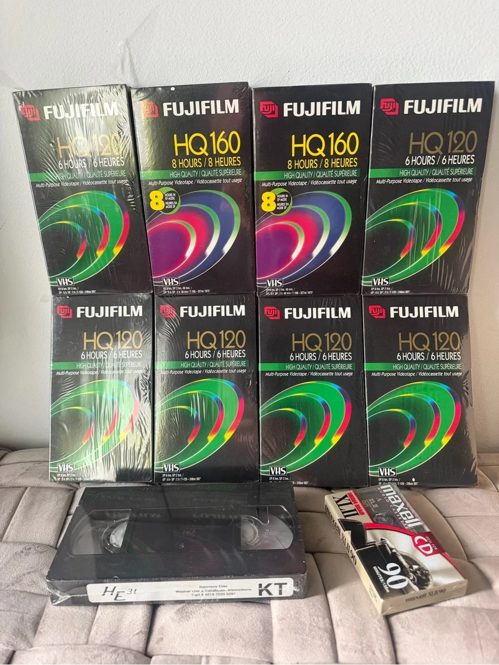 Set of Fujifilm HQ VHS Tapes - Mix of HQ120 & HQ160 in Black Packaging New